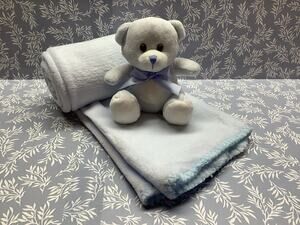 Blue Stuffed Bear w/ Fleece Blanket - Burton & Burton